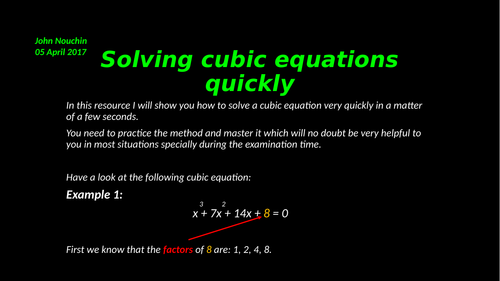 Solving cubic equations mentally in seconds