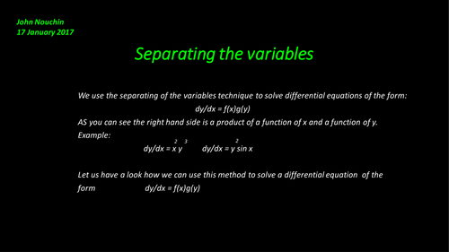Separating the variables