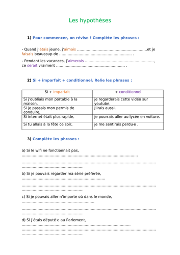 si imperfect conditional - si + imparfait + conditionnel