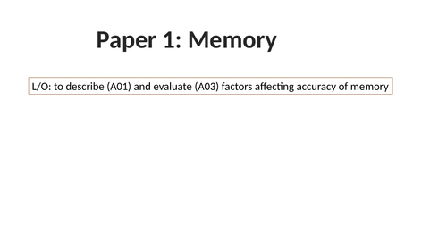 AQA GCSEE Psychology 9-1- Memory: Context