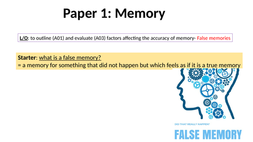 AQA GCSE Psychology 9-1- Memory: False memories
