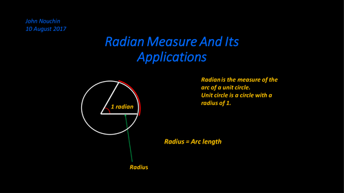 Radian measure and its applications
