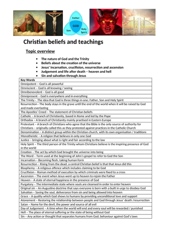 AQA GCSE RELIGIOUS STUDIES A  CHRISTIAN BELIEFS AND TEACHINGS KEY TERMS  UNIT COVER SHEET