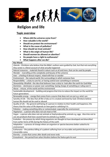 GCSE RELIGIOUS STUDIES A KEY TERMS UNIT COVER SHEET RELIGION AND LIFE