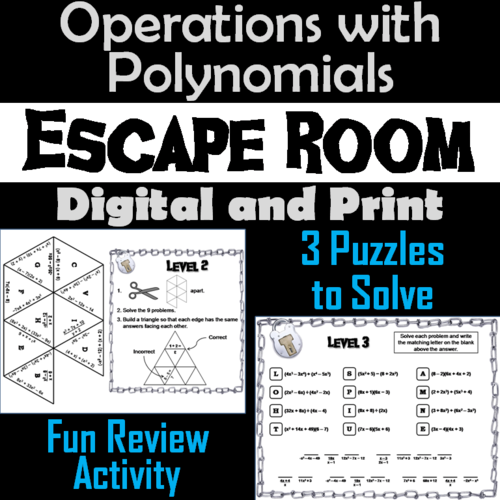 Operations with Polynomials Activity: Escape Room Math