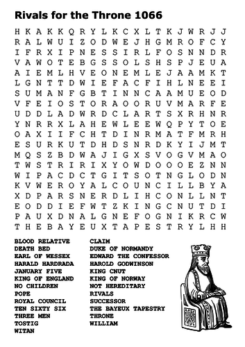 Rivals for the Throne 1066 Word Search