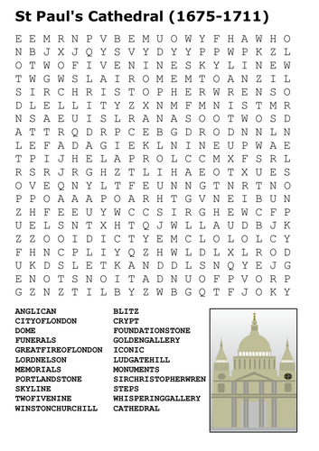 St Paul's Cathedral Word Search