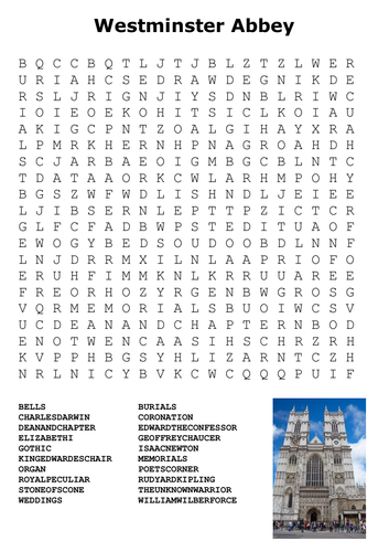 Westminster Abbey Word Search