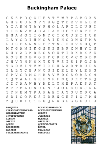 Buckingham Palace Word Search