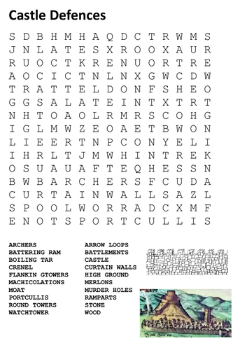 Castle Defences Word Search
