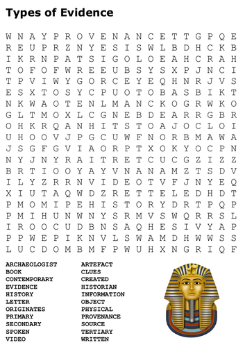 Types of Evidence Word Search