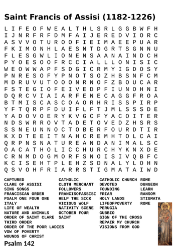 Saint Francis of Assisi Word Search