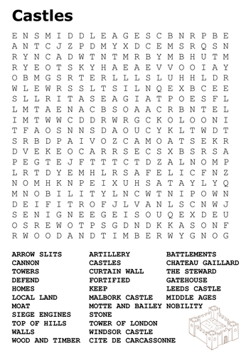 Castles Word Search