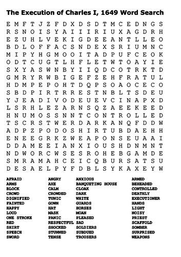 The Execution of Charles I Word Search