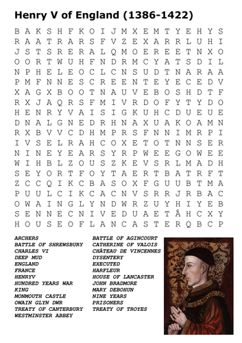 Henry V of England Word Search
