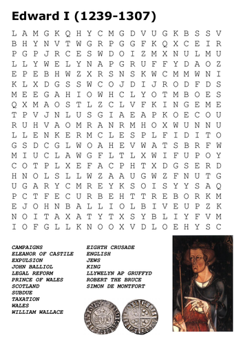 Edward I Word Search
