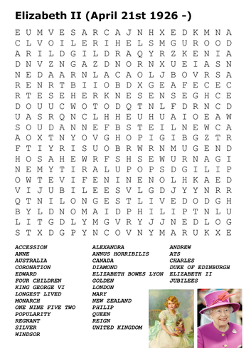 Elizabeth II Word Search