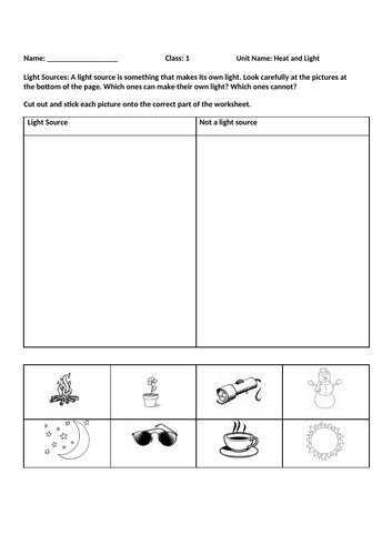 Heat and Light,Environment  worksheet pack