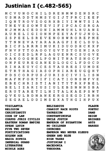 Justinian I Word Search