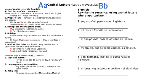 Spanish Capital Letters - MAD / DIRT Time Activity