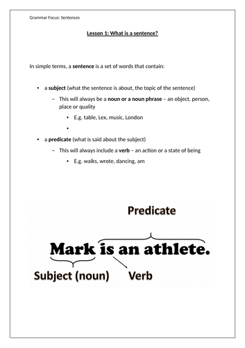 Sentence Worksheets