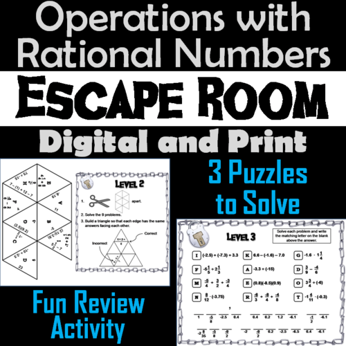 Operations with Rational Numbers Escape Room