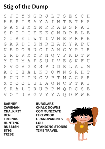 Stig of the Dump Word Search