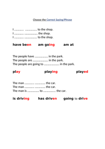 Choose the Correct Saying/Phrase