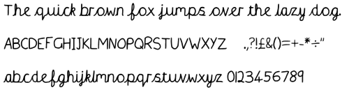 Handwriting font - orvw break letters