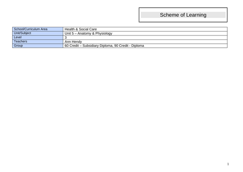 Anatomy & Physiology Scheme of Learning & Workbook