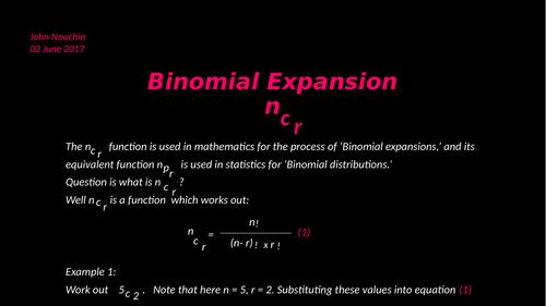 ncr Binomial expansion