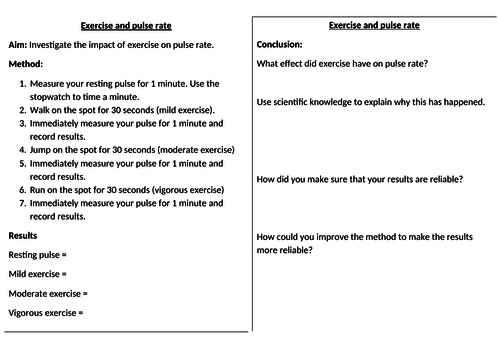 Effect of exercise on pulse rate