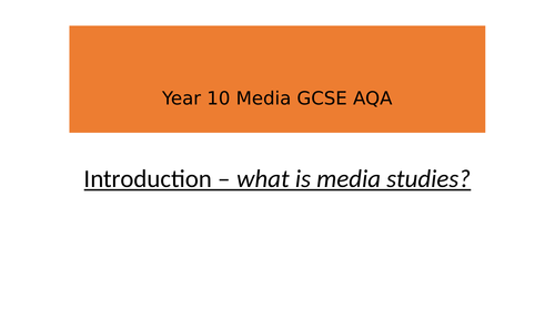 Media Studies Introduction