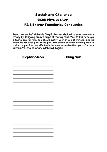 Aqa Physics Gsce P2 Energy Transfers Gifted And Talented Resources Worksheets Teaching Resources