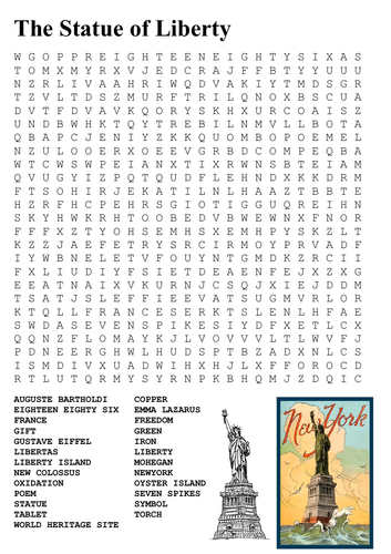 The Statue of Liberty Word Search