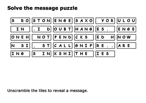 Solve the message puzzle about Stonehenge