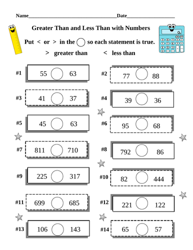 Greater Than Less Than with Numbers (Early Elem.)