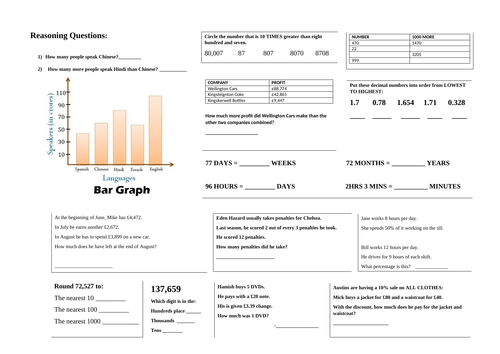 Reasoning Practise for Maths SATs