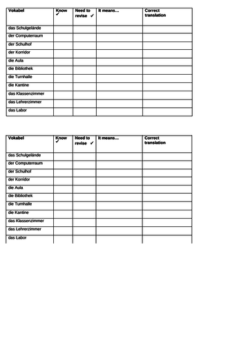 School facilities and prepositions / Das Schulgelände und Präpositionen