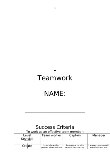 Teamwork Booklet