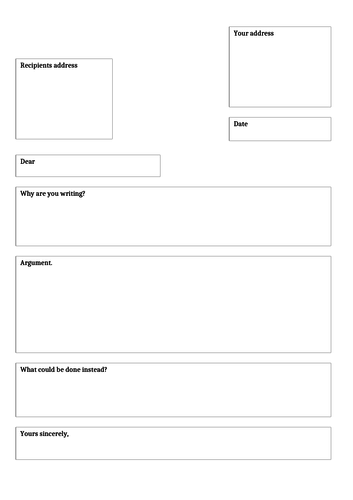 Letter writing template