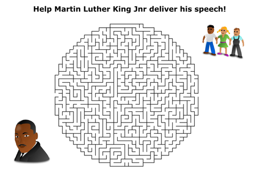Help Martin Luther King deliver his speech maze puzzle
