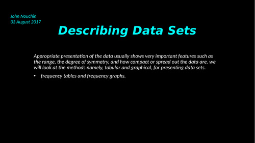 Describing data sets