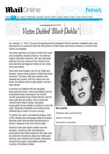 AQA English Language Paper 1 Question 2 - Language Analysis - The Black Dahlia (Non-Fiction)