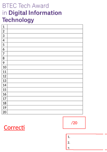 BTEC Tech Awards Learning Aim A spelling test