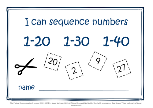 Number sequence workbook