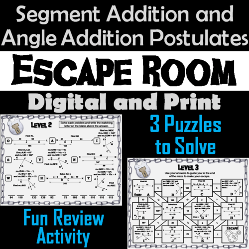 Segment Addition And Angle Addition Postulates Geometry Escape Room 