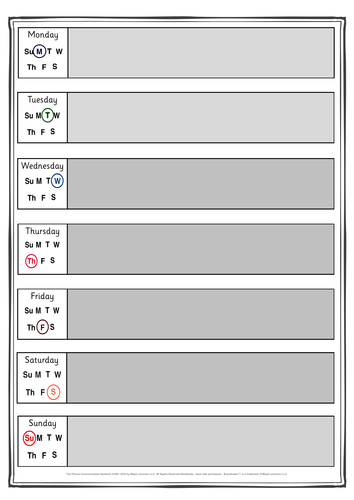 Visual weekly planning chart for home & school