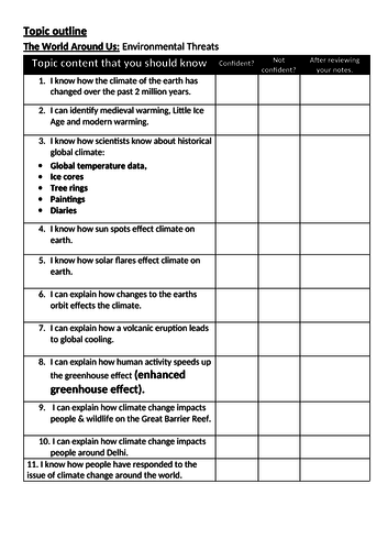 ocr a gcse geography 1-9 environmental threats climate change unit outline