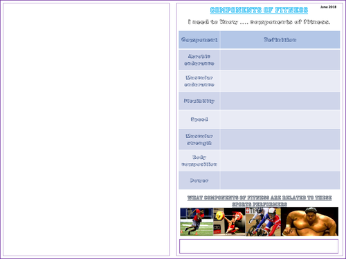 Components of fitness work booklet - BTEC Tech L1/2 Sport